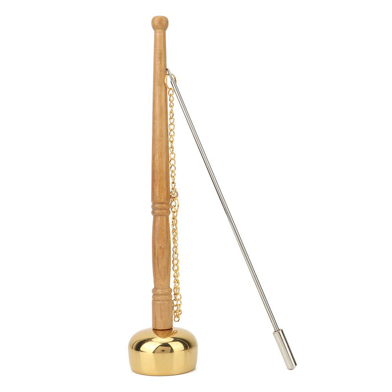 Hand Bell, Meditation Prayer Bells Buddhism Wooden Handle Brass Hand Bell Singing Scripture Implement Buddhist Supplies