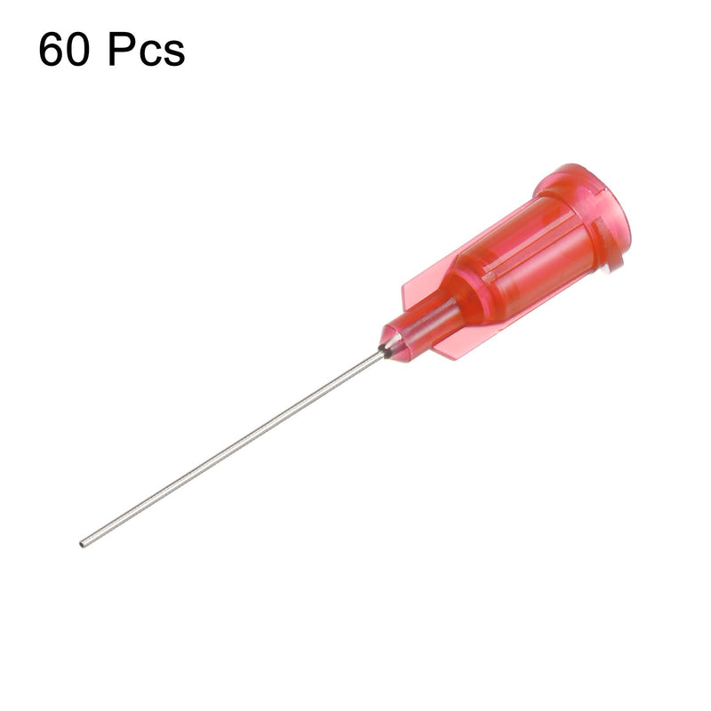 QUARKZMAN Industrial Blunt Tip Cannula 24G 1 Inch Length with Luer Lock Screw Connection, Dosing Cannula for Liquid Glue Gun, 60 Pieces (Red) red