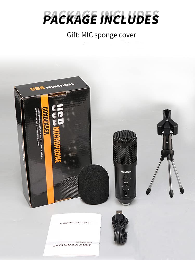 Professional Phone & USB Condenser Microphone with Stand for Computer & Phone, Plug & Play. Great for Live Streaming, YouTube Recording, Gaming, Podcast, Karaoke on Cell Phone & PC