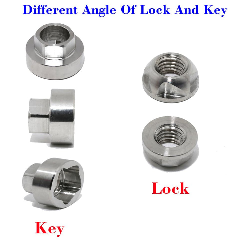 [AUSTRALIA] - M5 304 Stainless Steel Anti-Theft Locking Nuts P0.8 Security Hardware Kit for Mountain Bike Awning Car Accessories for Styling Light Bar Safety,(4 Lock+ 1 Key) M5 