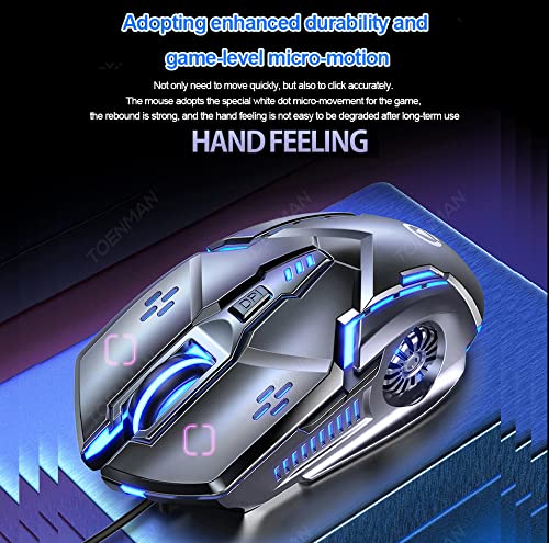 Gaming Mouse Wired,6 Buttons, 4 Adjustable DPI Up to 3200 DPI, 7 Circular & Breathing LED Light, Multifunction Wired Mouse Used for Games and Office (Black) Black