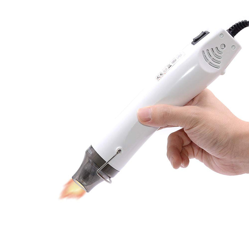 mofa Mini Heat Gun Electric 300 W Mini Shrink Heat Tool Embossing Heat Tool Mini Hot Air Gun DIY Tool (White) White