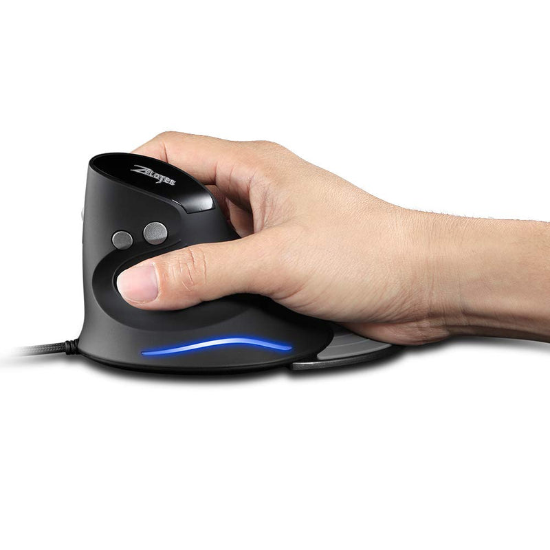 Zelotes Vertical Ergonomic Mouse,3200DPI Computer Mouse, 6 Buttons,LED Optical Wired Mouse Corded Mice for Computer, Laptop, PC – Black