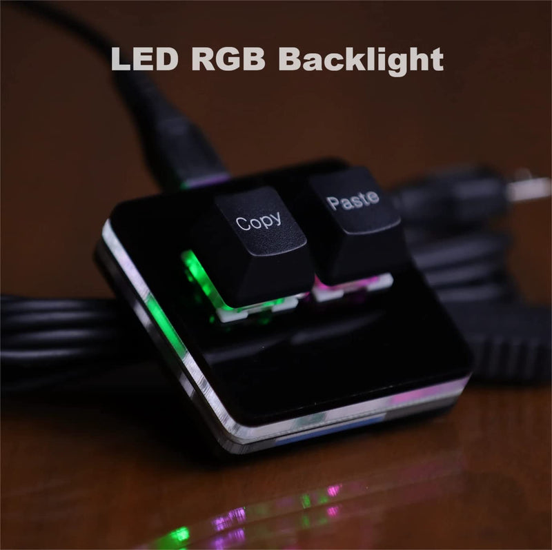 BTXETUEL Copy and Paste 2-Key Keyboard SAYO OSU Keypad Hotswap One Handed Mechanical Gaming Keyboard Cherry Switch RGB Backlit Mini USB Keypad for macros or Rhythm Games