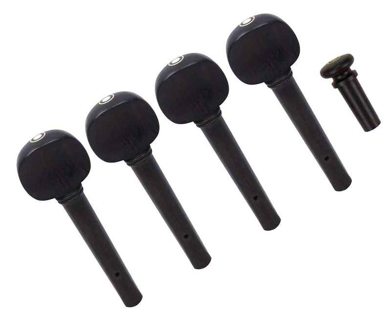 Ebony 5Pieces Violin Tuning Pegs Endpin Set for 4/4 Violin Fiddle Part Replacement