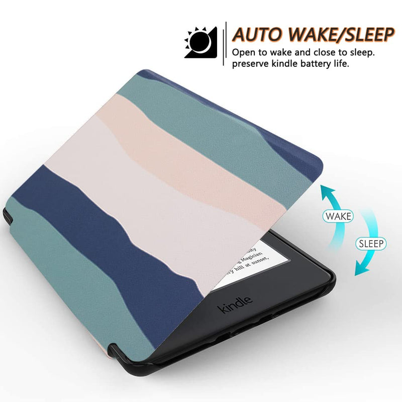 SCSVPN Case for 6.8'' Kindle Paperwhite 11th Generation 2021 Release and Kindle Paperwhite Signature Edition - Slim Premium Durable PU Leather Cover with Hand Strap, Auto Sleep/Wake - Colorful Blue