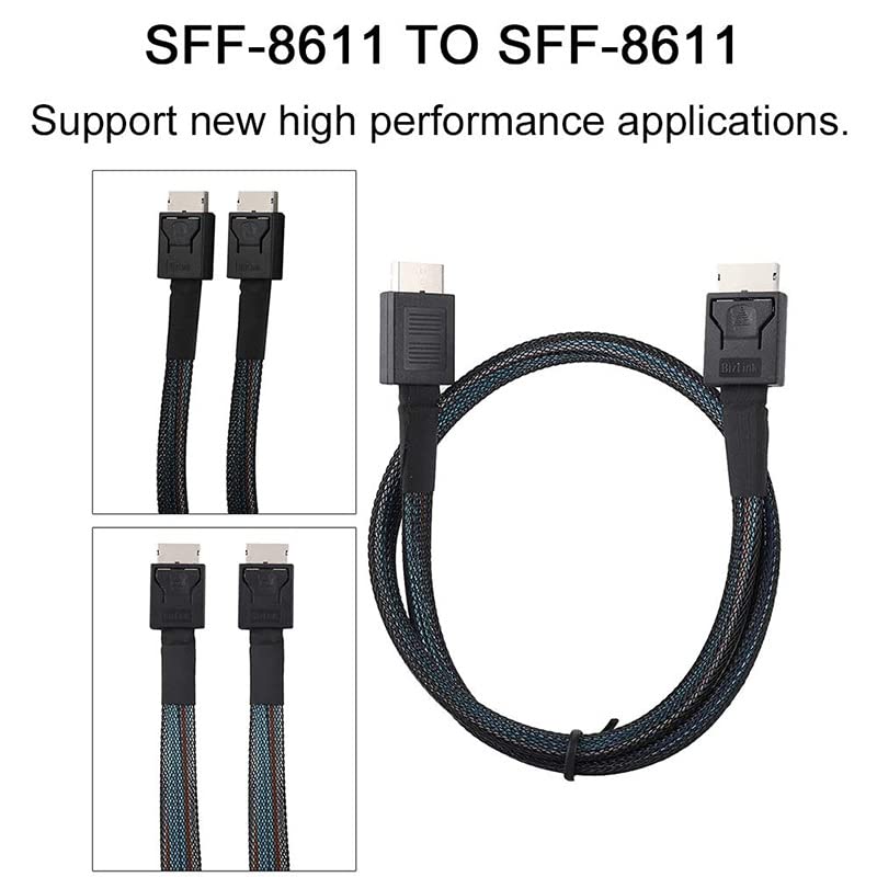 CY Cable OcuLink PCIe PCI-Express SFF-8611 4i to OcuLink SFF-8611 SSD Data Active Cable 50cm Oculink SFF-8611 to SFF-8611