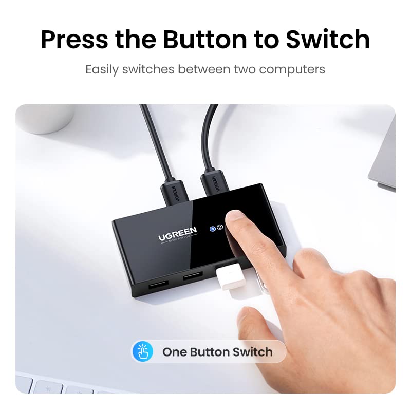 UGREEN USB Switch Selector - 2-Port, 4 Device Sharing, Includes USB C 3.0 Adapter (2 Pack)