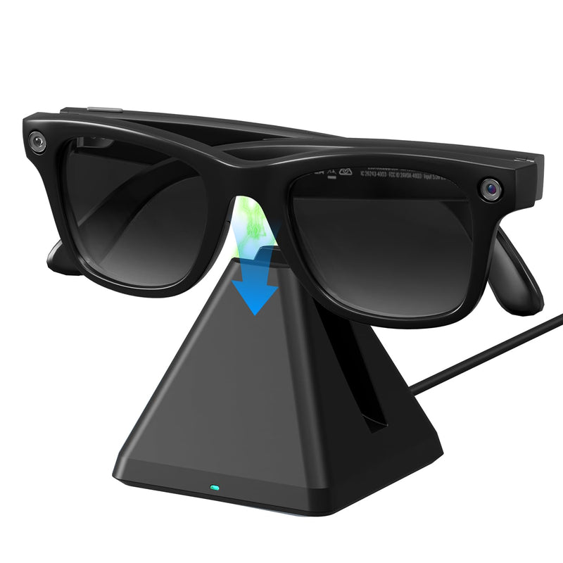 Wearable Battery Pack Charger + Charging Station Compatible with Ray-Ban & Oakley Meta Smart Glasses Gen 1 & Gen 2, Ultra-Light Mini Power Bank & Safe Charging Dock with Proprietary Handshake Protocol