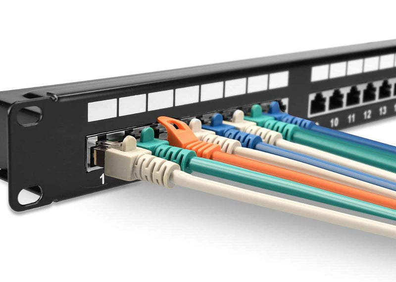 Network Patch Panel, 24 Port 1U Rack Mountable Cat6 Patch Panel Pro Rj45 110 Network Patch Panel, Cable Distinction, No Rust and Durable (Cat5 Rj45 Straight)