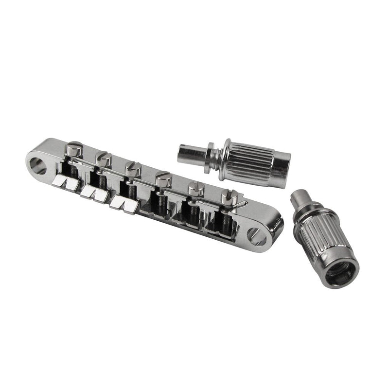 FLEOR Electric Guitar Tune-O-matic Bridge & Tailpiece with Studs Set Fit Gibson Epiphone Les Paul Guitar Part, Chrome Chrome Bridge & Tailpiece Set