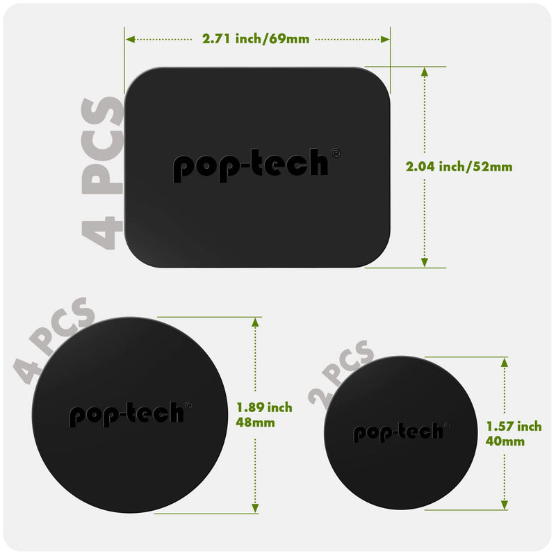 Metal Plate for Phone Magnet, 10 Pack Replacement Magnet Disc Magic Mount Plate with Adhesive Backing for Magnetic Car Holder Cradle Stand (Dashboard/Vent/CD Slot/Windshield)- Rectangle & Round Black