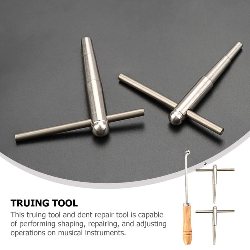 Professional Trombone Trumpet Repair Tool Set with Wooden Handle - Includes Two Sizes for Accurate Dent Repair, Essential Trumpet Accessories