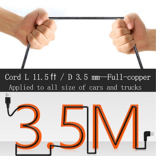 Dash Cam Power Cord, 11.5Ft Micro USB Charging Power Cable for Car Dash Camera Mirror Camera 90 Degree Angle Micro USB Cable