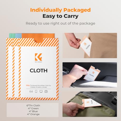 K&F CONCEPT Microfiber Lens Cleaning ClothX12,Glasses Cleaning,High Density 12