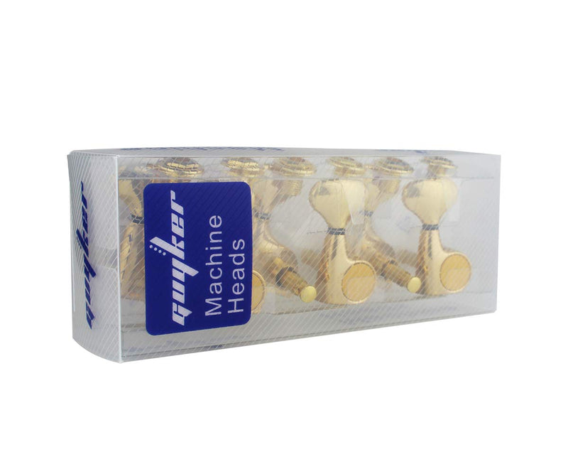 Guyker 6Pcs Guitar Machine Heads (3L + 3R) – 1:21 Sealed Tuning Key Pegs Tuners Set Replacement for ST TL SG Style Electric or Acoustic Guitars – Golden