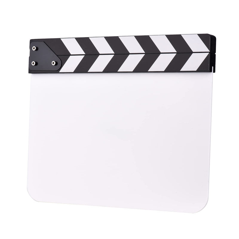 Andoer 30 * 24cm/ 12 * 9in Acrylic Film Clapboard Movie Directors Clapper Board Slate Cut Action Scene Blank Clap Board Dry Erase with White & Black Sticks