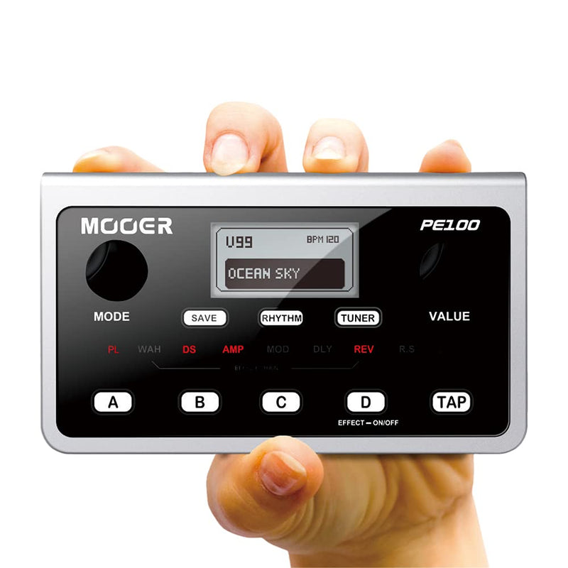 MOOER PE100 Portable Depstop Guitar Multi Effects Headphone Amp Pedal Practice Tool with Drum Machine, TAP Tempo