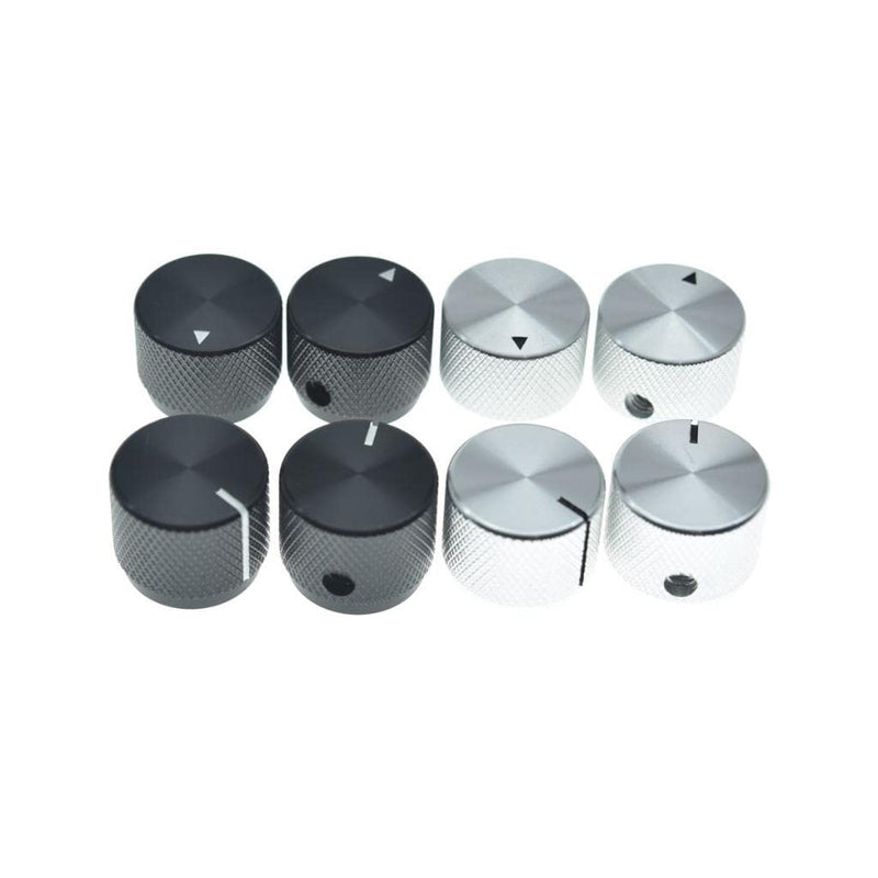 4-Pack 20mm Diam. Set Screw Style Aluminium Potentiometer Knobs 1/4" Universal Pot Control Knobs with Indicator for Guitar/Bass/AMP Amplifier Black with Indicator Line