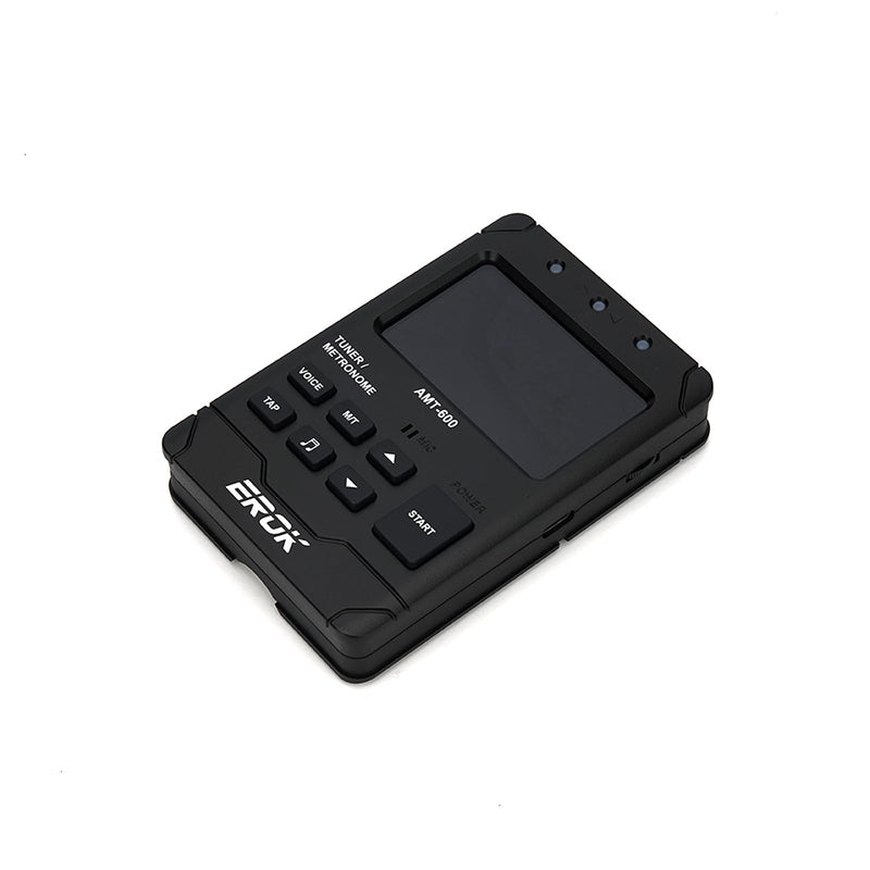 EROK Digital Metronome & Tuner - All-in-One Rechargeable Device with Stereo Headphone Output, Voice Counting, Ideal for Guitar, Bass, Violin & String Instruments(Black) Black