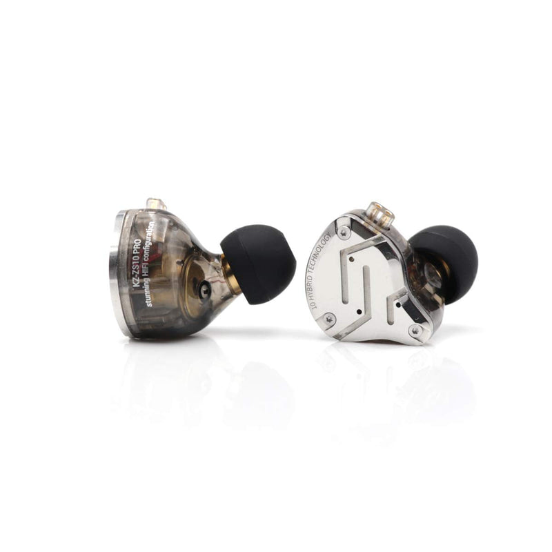 Linsoul KZ ZS10 Pro 4BA+1DD 5 Driver in Ear Monitor(with Mic, Black) + Tripowin Zonie 16 Core Silver Plated IEM Cable(Recessed 2pin, 3.5mm, Grey)