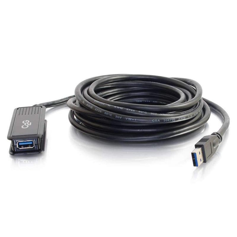 C2G/Cables to Go 39939 5M USB 3.0 USB-A Male to Usb-A Female Active Extension Cable USB A Male to A Female 16.4 Feet Black