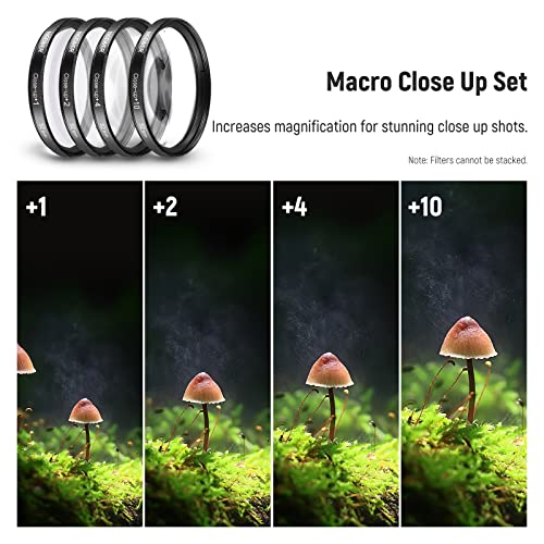 Neewer 52mm Lens and Filter Set: Wide Angle/2.2X Telephoto Additional Lens for 18mm-85mm APS-C Lens, (+1+2+4+10) Close Up Macro/ND/UV/CPL/FLD Filters for Camera Lens with ⌀52mm Thread