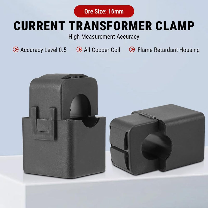 Uadme Split Core Current Transformer, PZCT-02 Current Transformer 100A, Precise Current Sensor for 100A Amp Energy Meter, Fully Closed, Snap Connection Structure