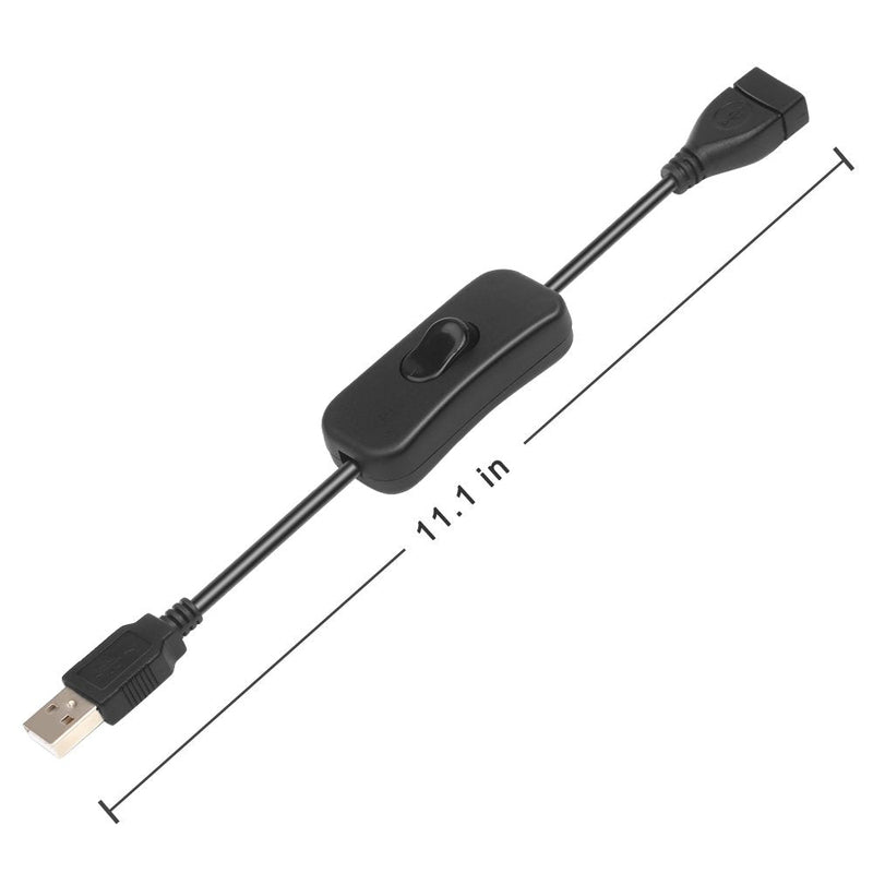 Electop 2 Pack Male to Female USB Cable with On/Off Switch, USB Extension Inline Rocker Switch for Driving Recorder, LED Desk Lamp, USB Fan, LED Strips Black