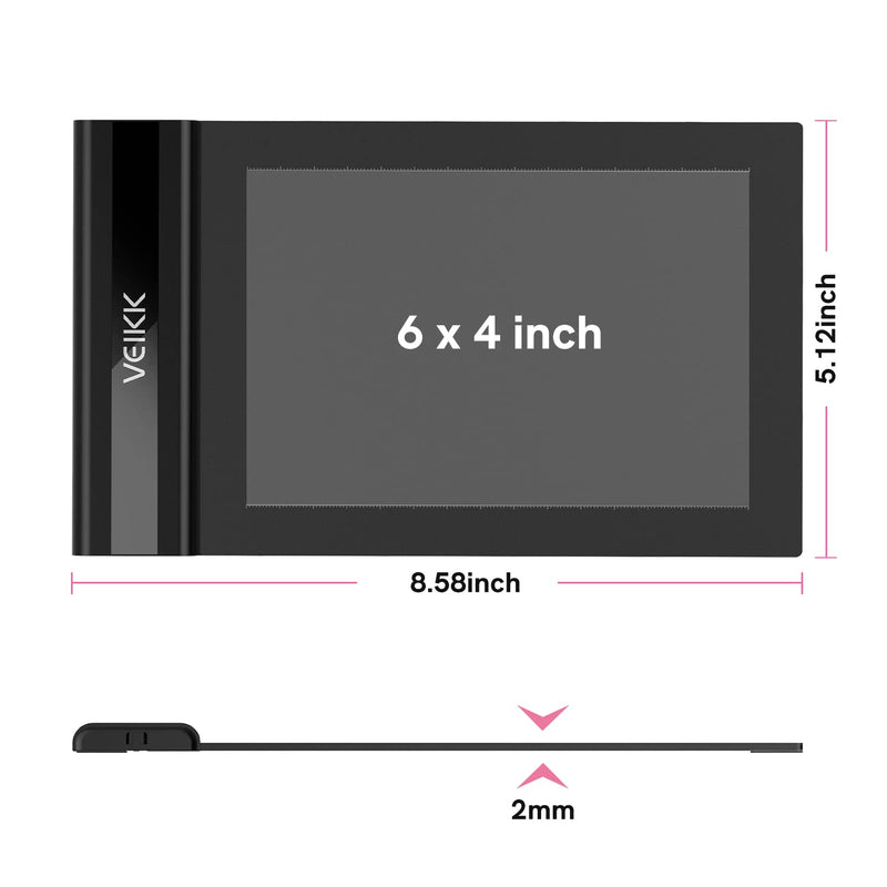 VEIKK Drawing Tablet Computer Graphics Tablets, Digital Art Tablet Pad S640 6x4 inch, with 8192 Levels Battery-Free Stylus Pen for Computer/PC/Mac/Windows/Laptop/Android Phone,for Artists & Adult