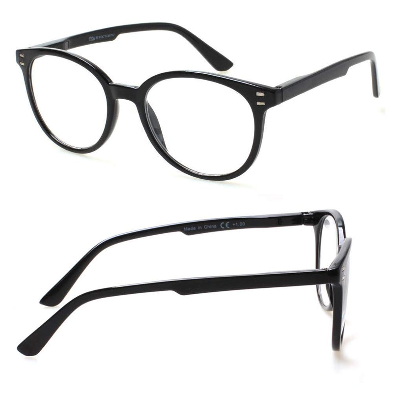 3 Pack Reading Glasses Spring Hinge Stylish Readers Black/Tortoise for Men and Women 3 Mix 2.5 x