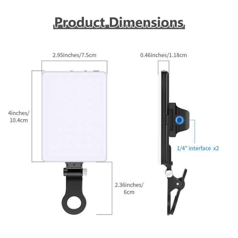 NEEWER Selfie Light with Front & Back Phone Clip, High Power 60 LED 2000mAh Rechargeable CRI 95+, 3 Light Modes, Portable Clip on Light for Tablet/Laptop, Zoom Call TikTok Video Fill Light (NL-60AI) Bi Color