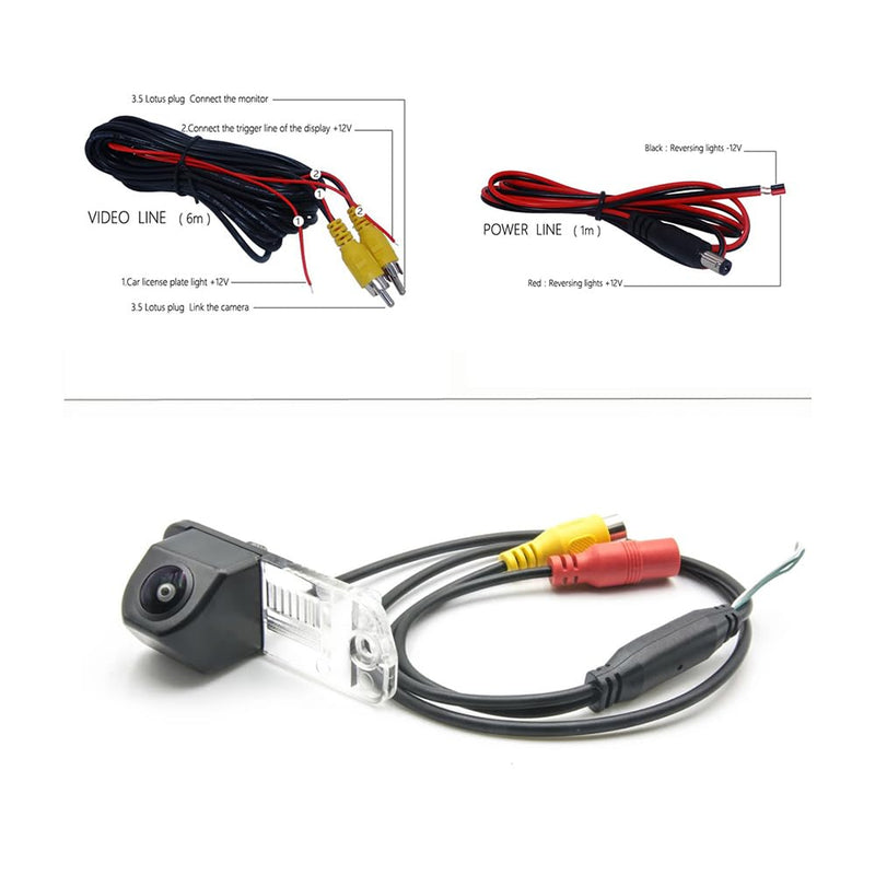 AHD/CVBS Car Rear View Camera's Fisheye Lens License Plate Lamp-Camera with RCA Cable & Vehicle Camera for Mercedes Benz CLK W203 W209 W219 W211 & Backup Camera (CVBS) CVBS