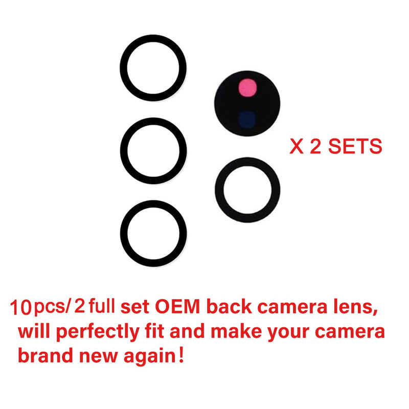 2 Sets Back Rear Camera Lens Glass Replacement for Samsung Galaxy S22 Ultra with pre-Installed Adhesive and Reparing Toolkit