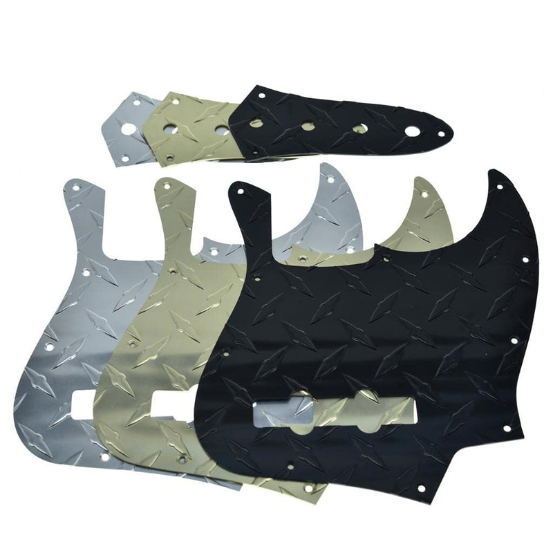[AUSTRALIA] - KAISH Diamond Plate 4 String Jazz J Bass Pickguard with Metal Aluminum JB Control Plate and Screws for American/Mexican FD Jazz Bass Gold Pickguard and Control Plate Gold-3 