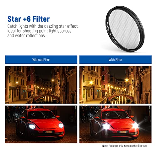NEEWER 58mm Lens Filter Kit with Clip ND+CPL + Effect Filter Set