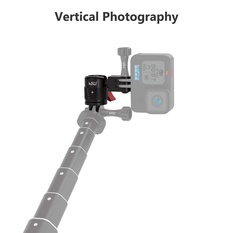 [AUSTRALIA] - HSU 360 Degree Rotation Camera Mount, Aluminum Vertical Bracket Tripod Adapter Compatible with GoPro Hero 12/11/10/9/8/7/6/5 AKASO Campark DJI Osmo Action 4/3 and Other Action Cameras 