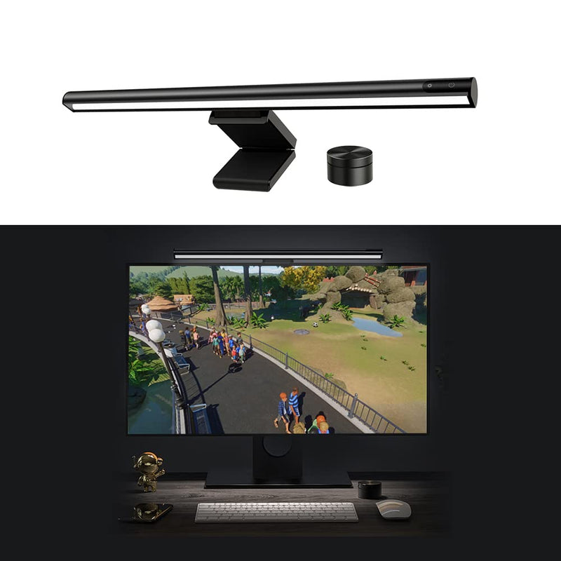 Monitor Light Bar with Mechanical Switch＆Wireless Remote Dual Control,Computer Light with Stepless Dimming,No Screen Glare Monitor Lamp with USB Powered for Home and Office L1-plus