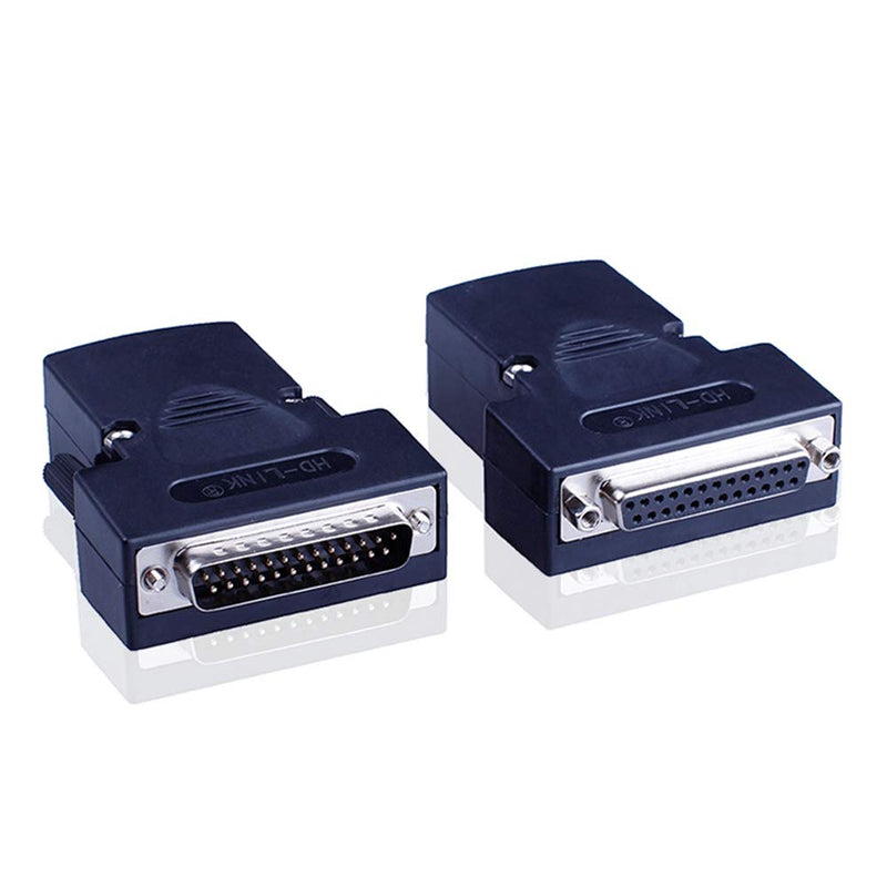 ANMBEST 2PCS DB25 Solderless Connector, RS232 D-SUB Serial to 25-pin Port Terminal Male Adapter Breakout Board with Case Long Bolts Nuts 2PCS Male