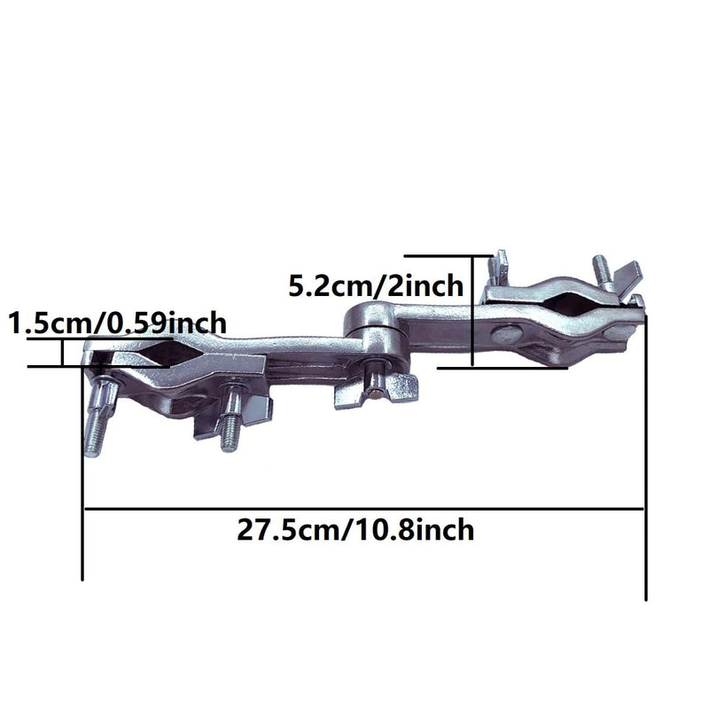 Dual Drum Clamp Multi-Clamp Extended Drum Extension Clamp Metal Drum Rack Clamp Double Drum Clamp Percussion Clamp Mounting Bracket Drum Set Hardware Parts Accessories