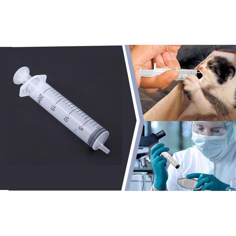 Pack of 12 Syringes, 20 ml Reusable Syringe, Dosing Syringe Without Needle, Tools for Liquid Measure Syringes, Food Syringe, for Laboratory, Animal Feeding, Plant Watering