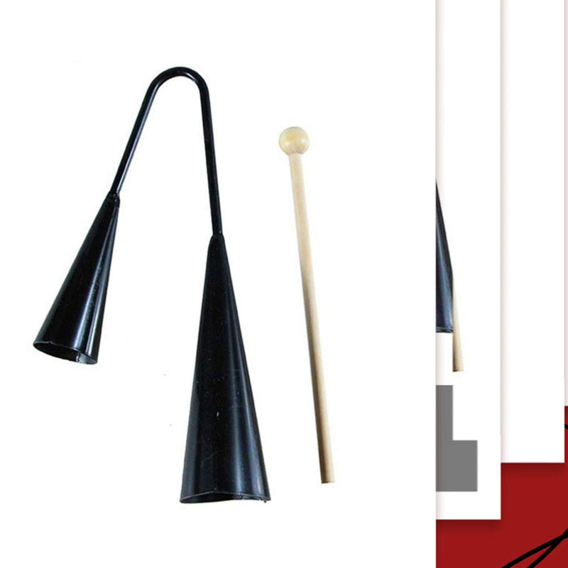 Agogo Bell Two Tone Traditional Samba Percussion Instrument with Wooden Stick for