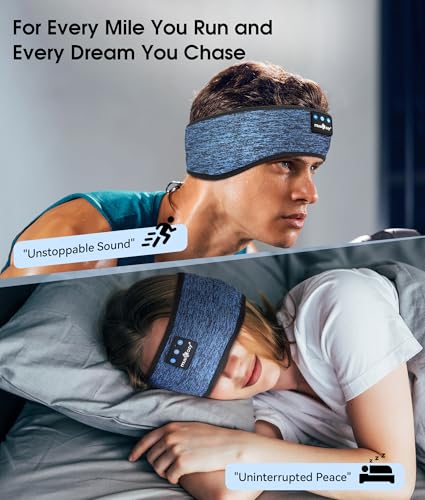 MUSICOZY Sleep Headphones Bluetooth Headband, Wireless Music Sleeping Headphones Sleep Mask Earbuds for Side Sleepers Workout Running Travel Yoga Cool Gadgets Tech Unique Gift, Pack of 2