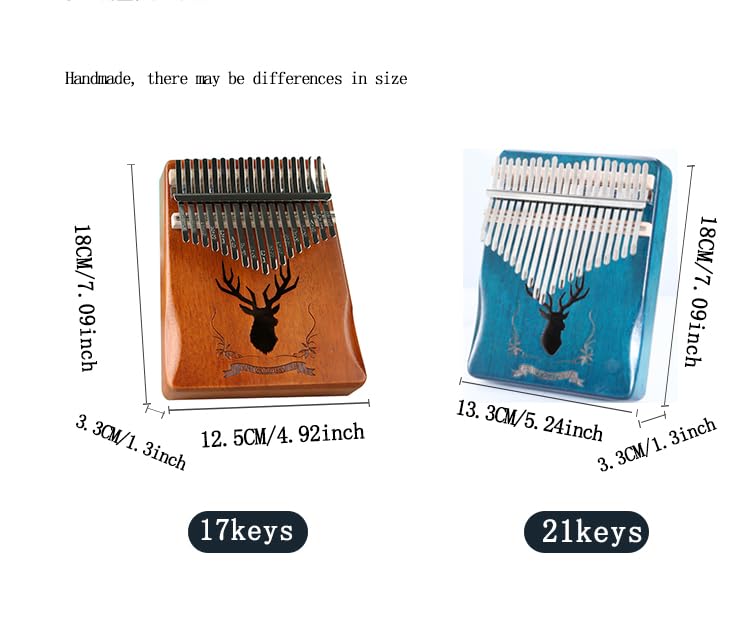 [AUSTRALIA] - Kalimba Thumb Piano 21Keys Kit Professional Tuned Calimba Portable 17Keys Finger Piano Kit Birthday Festival Gifts For Kids Adults Music Lovers Beginner (Reindeer Lake Blue Color, 21 Keys) Reindeer Lake Blue Color 