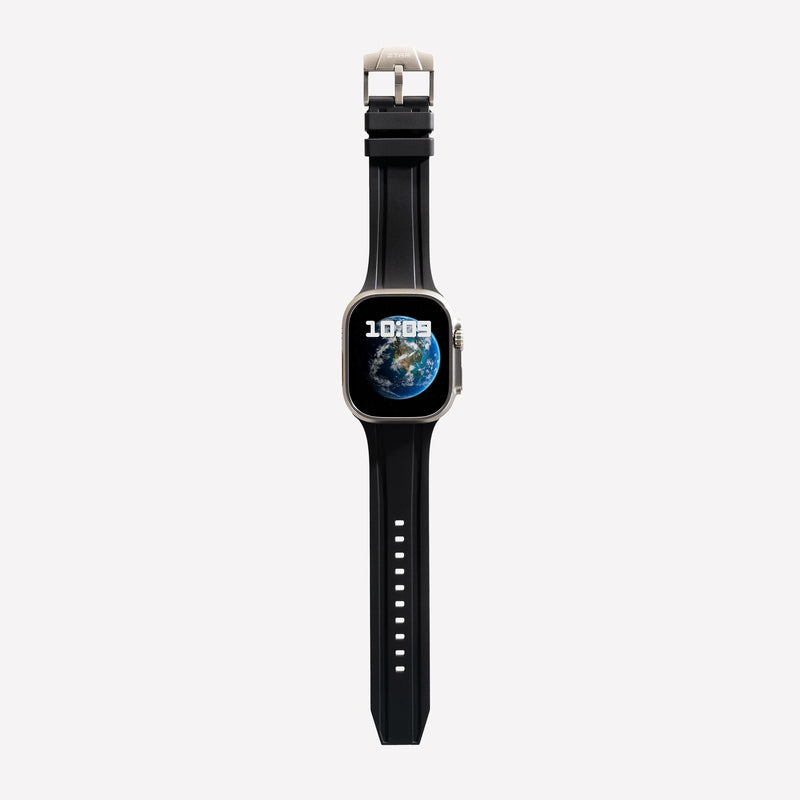 ZTAR Watch Strap Band for Apple Watch Ultra iWatch 2/1 Series 9/8/7/6/5/4/3/2/1/SE 49MM/45MM/44MM/42MM Premium FKM Rubber Dust Free Sport Durability Resilience Waterproof Strap Wristbands Replacement Men Women - PALADIN BLACK