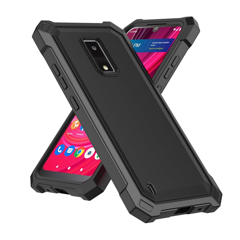 for BLU View 4 B135DL Case with Screen Protector,BLU View 4 Phone Case Full Body Protection Front PC Back Soft Silicone Bumper,View 4 Cover Heavy Duty Protection Shockproof Corner for BLU View 4 Black