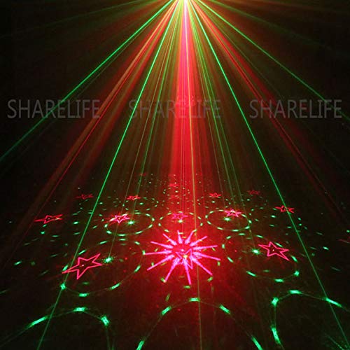 Mini 4 Lens 128 RGRB Patterns Laser Effect Mixed Blue LED Background Projector Light Remote Music Auto for DJ Party Show Home Gig Xmas Stage Lighting SL128RGRB