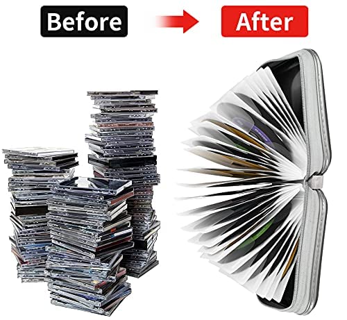 48 Capacity CD Case,Portable DVD Hard Plastic Case Holder CD Organizer Wallet Protective DVD Storage (Black, 48) black