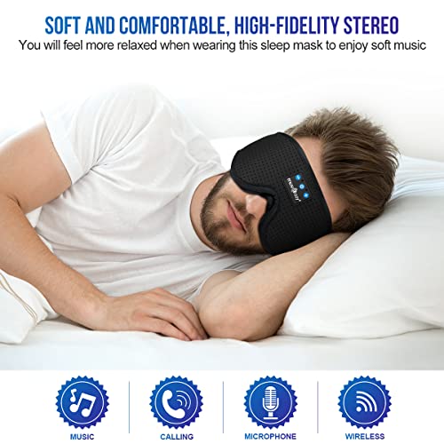 MUSICOZY Sleep Headphones Bluetooth 5.4 Headband Breathable 3D Sleeping Headphones, Wireless Eye Mask Sleep Earbuds for Side Sleepers Women Office Air Travel Cool Tech Gadgets Unique Gifts, Pack of 2