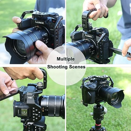 NICEYRIG GH7 GH6 Camera Cage for Panasonic Lumix GH7/GH6, DSLR Stabilizer Videomaking Rig Streamline Full Cage with Comfortable Grip, Quick Release Bottom Plate for Arca-Standard - 518
